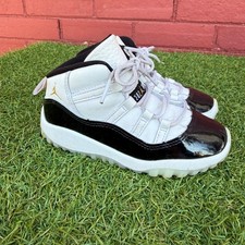 Jordan 11 Retro Gratitude White Black Gold Kids Sneakers 10C 378040-170