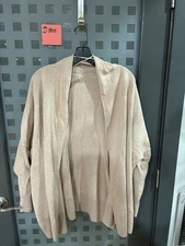 Calia Hy Carrie Underwood Ladies Beige Ribbed Open Front Cardigan - Size XL
