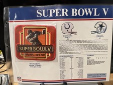 Official NFL Super Bowl V 1971 Colts vs Cowboys Sealed Patch Orange Bowl Miami