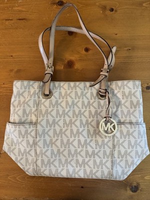 Michael kors jet set travel large signature tote bag vanilla & beige