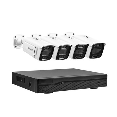 JideTech 4CH POE CCTV Camera System Outdoor 5MP IP Camera Color Night Vision