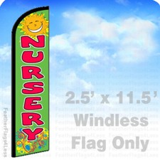 NURSERY Windless Swooper Flag Feather Banner Sign 2.5x11.5 gf