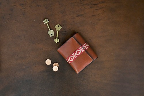 Woven Trifold Wallet Handmade Lightweight Vegetable-Tanned Leather Card Wallet - Picture 2 of 6