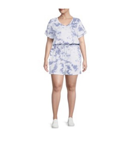 COMO BLU Tie Dye Romper V Neck With Pockets Size 1X Womens New - Picture 3 of 10
