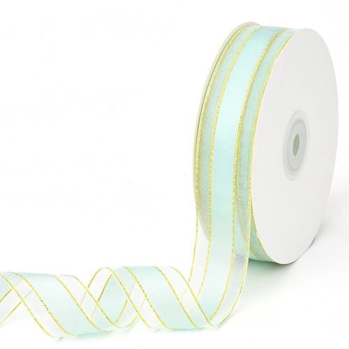 50Yards/Roll 25mmGolden Wired Edge Ribbon Solid Color Organza Ribbons for Party - Picture 16 of 51