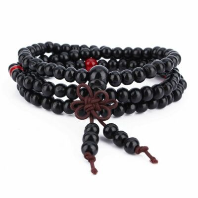 Schwarz Tibetisch 3 Lagen Perlen Armband Boho Halskette Schmuck Geschenk für Ihn A044