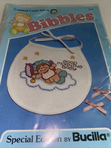Bucilla Bibbles Counted Cross Stitch Bib Kit 63409 “Mornin’ Baby” - 第 9/9 張圖片