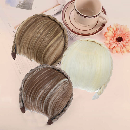 Straight Bangs Clip Headband Braided Dress Up Wigs Women Front Fringe Bangs Hair - Picture 4 of 16