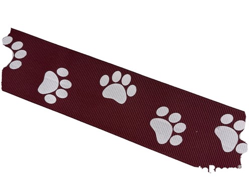 Burgundy Paws 1.5” Grosgrain Ribbon 1 1/2 inch Girls Hair Bows Hairbow School