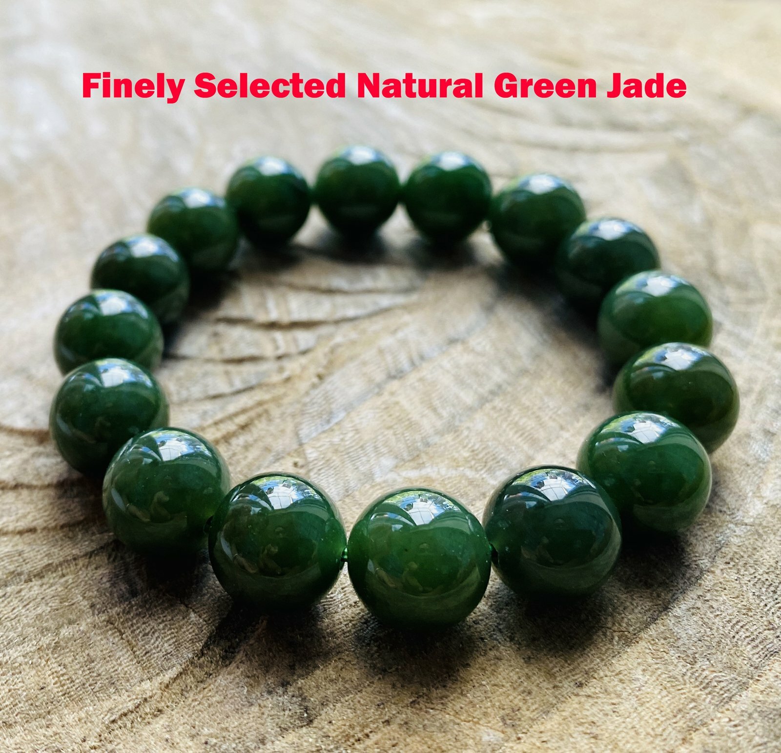 Genuine Hetian Green Jade Beaded Bracelet Gift Boxed