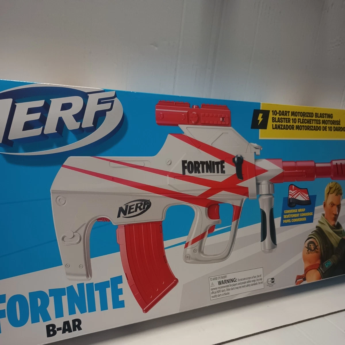 NERF Fortnite B-AR Motorized Dart Blaster - Fortnite Converge Wrap,  Motorized 10-Dart Blasting, 10-Dart Clip, 10 Official Elite Darts