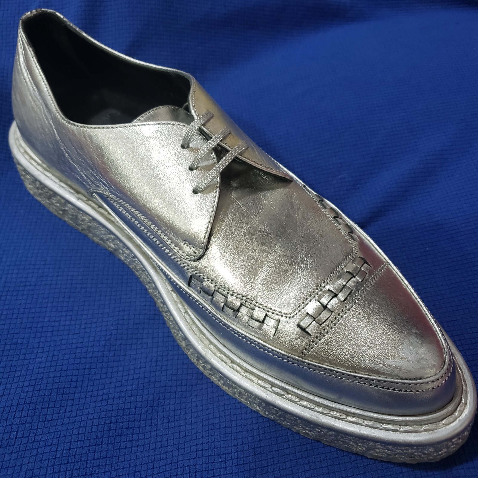 Scarpe da uomo Saint Laurent taglia 43 5 argento metallizzato Creeper US 10 5