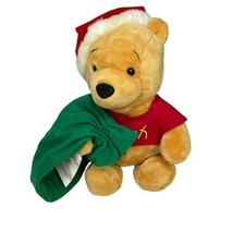 12" Disney Winnie The Pooh Bear Santa Christmas Bag Stuffed Plush Fast Ship