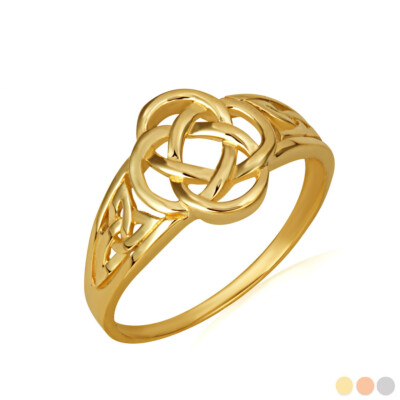 Gold Woman's Symbolic Dara Knot Trinity Ring (Yellow/Rose/White)