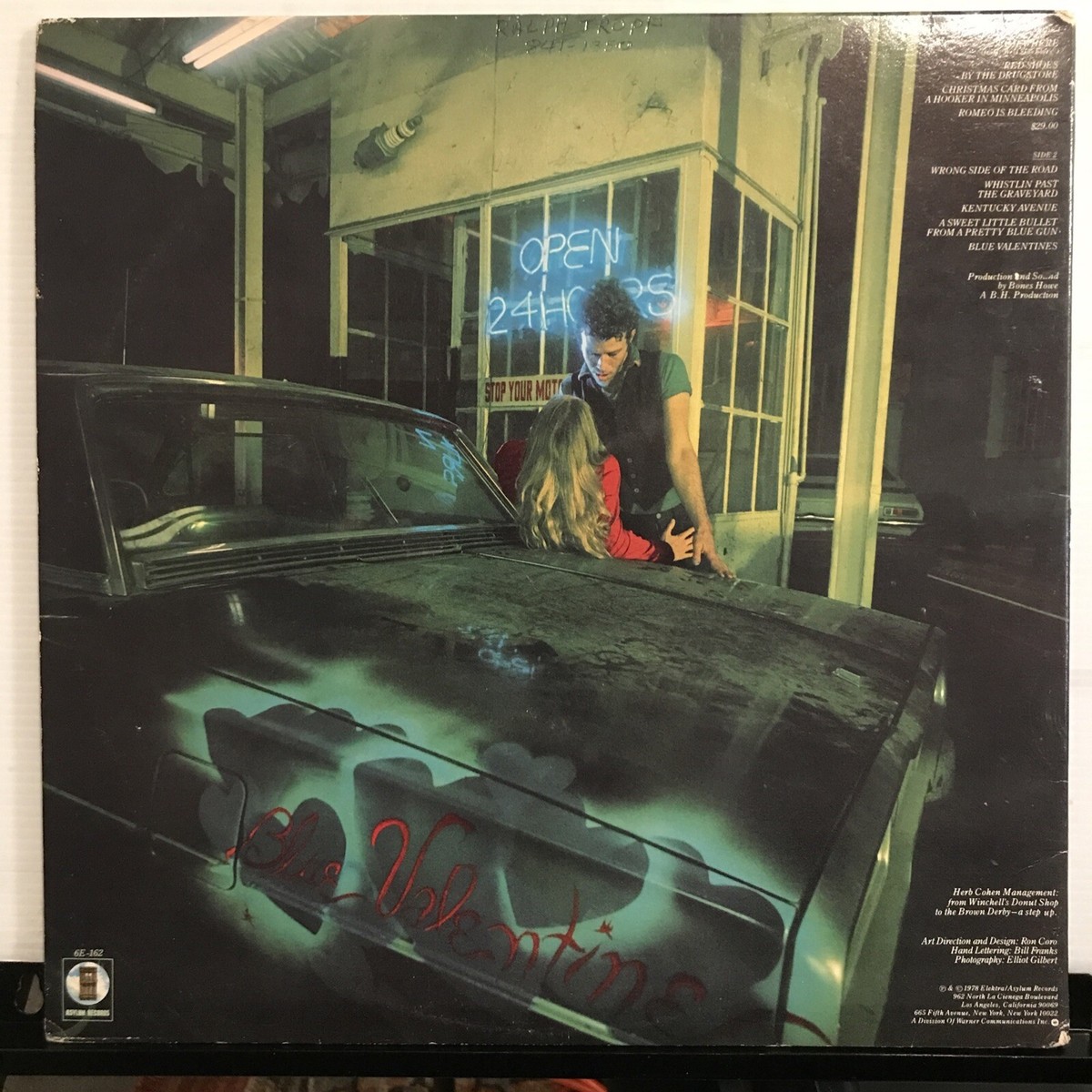 Tom Waits – Blue Valentine LP 1978 Asylum Records – 6E-162