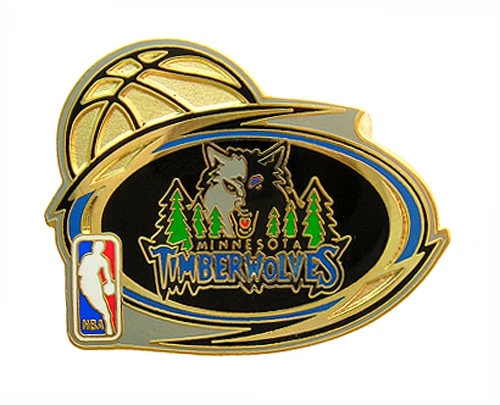 Minnesota Timberwolves NBA Golden Basketball Hurricane Throwback Logo Pin