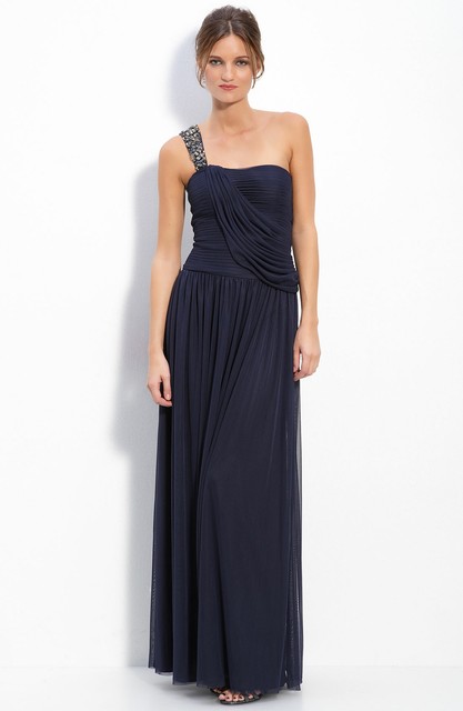 JS Collections Mesh Beaded Shoulder Gown Sz 4 Navy | eBay