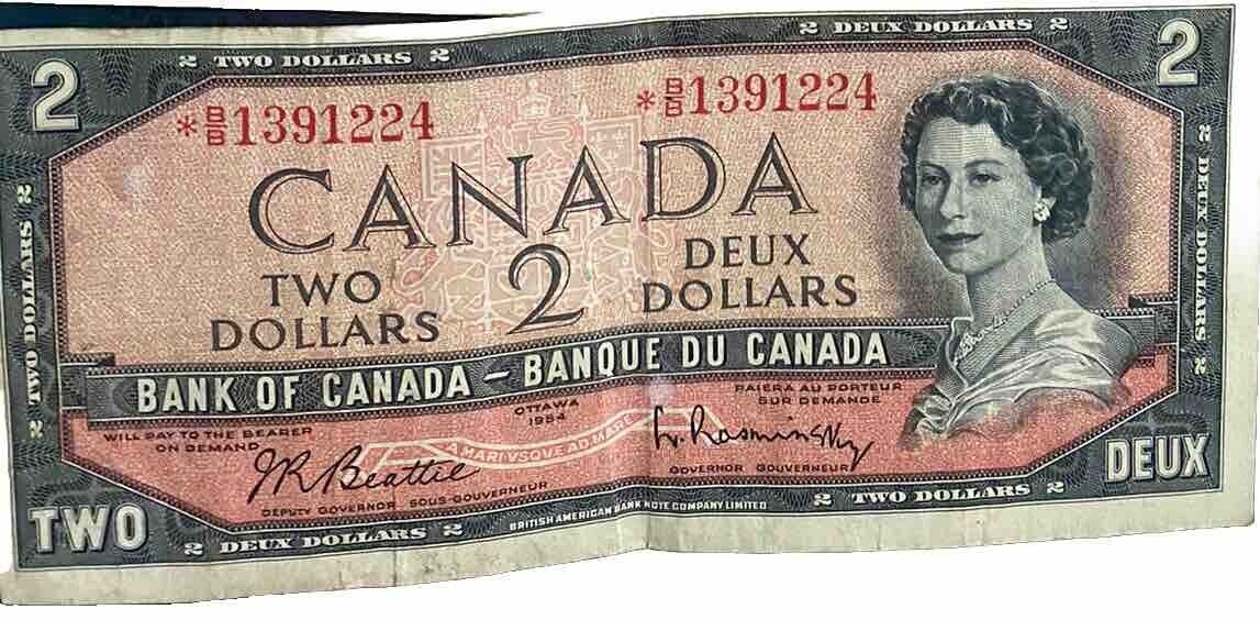 1954 Bank of Canada $2 Dollar "GEM UNC REPLACEMENT" Banknote *B/B