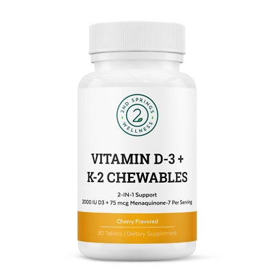 Vitamin D3 + K2 Chewables - 2000 IU Cherry Flavored Tablets