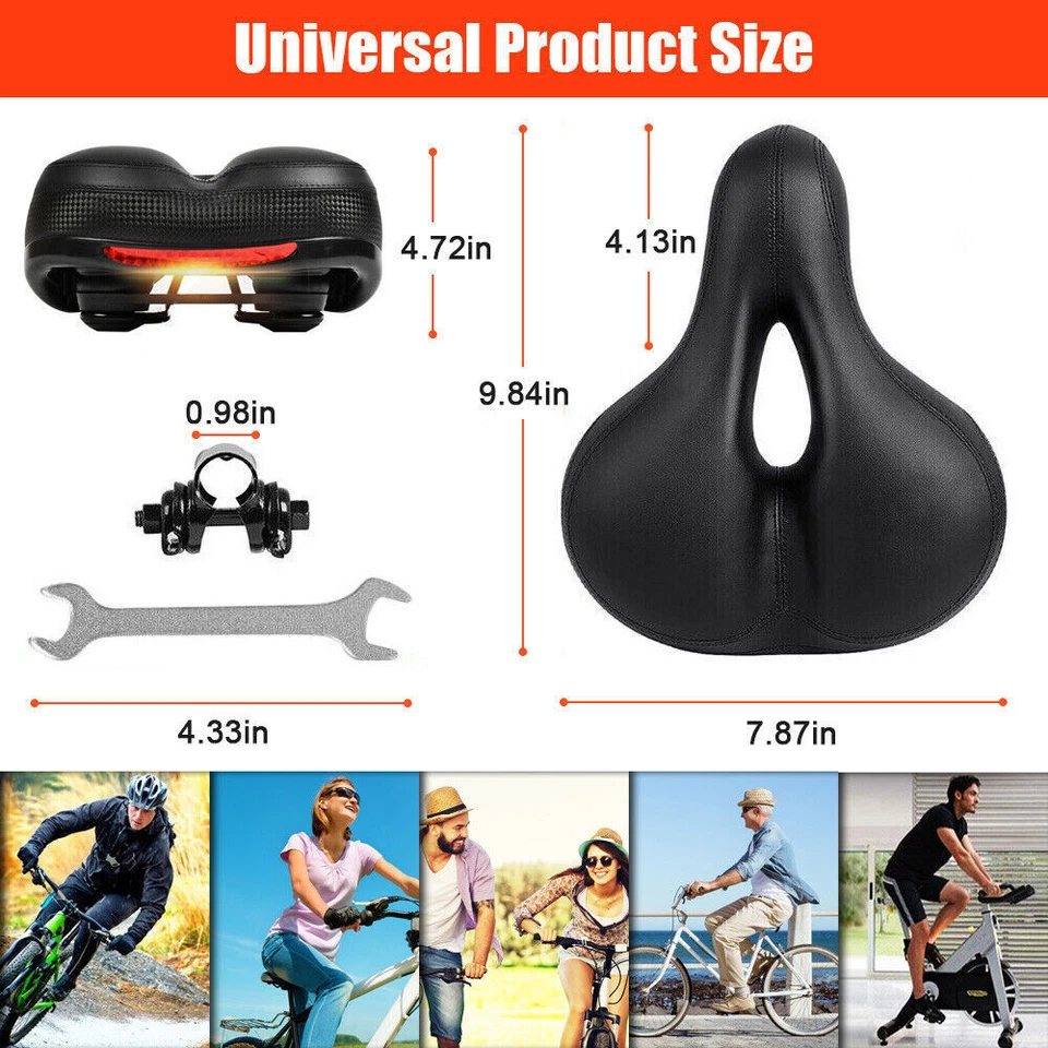 Bike Air Cushion Seat Comfort Soft Gel Wide Big Bum Pad Bicycle Saddle Men Women - Image 2 of 4