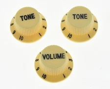 Cream/Black Numbers ST Guitar Knobs Volume and Tone Knobs fits Fender Strat