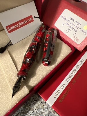 Stipula Etruria Facetted Limited #X/88 Red Fountain Pen 18kt Gold Medium Nib