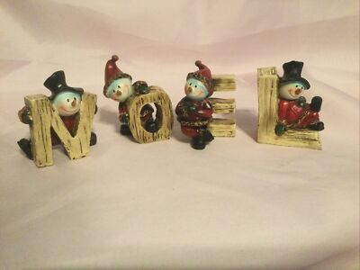 Christmas Noel Snowmen Holiday Decor set of Four Figurines