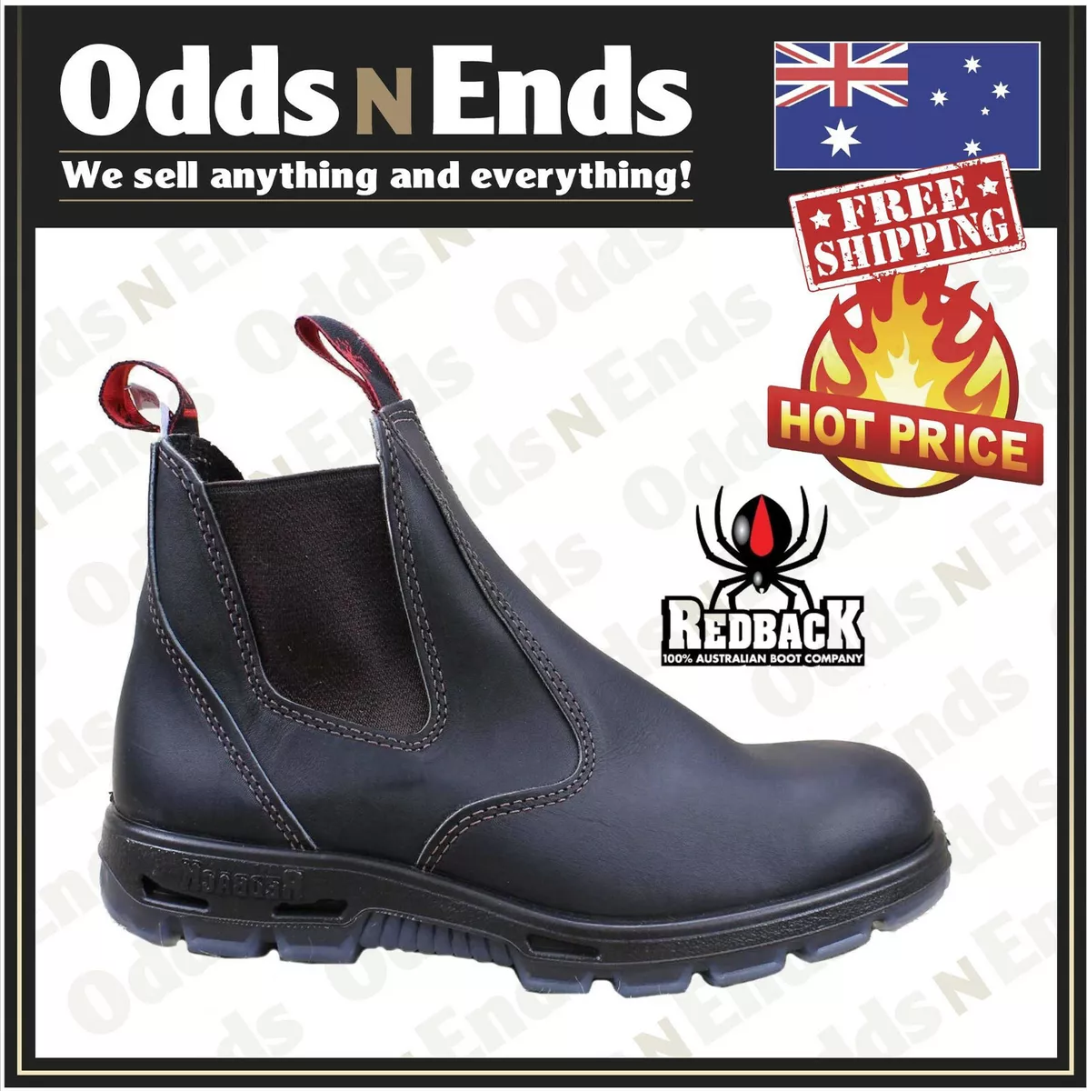 Redback UBOK Non Safety Work Boots. Elastic Sided Bobcat Leather SIZE 14 15