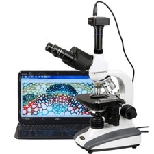Microscopio LED compuesto biológico AmScope 40X-2000X + cámara digital de 8 MP