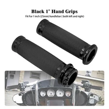 1" Black 25mm Handle Bar Hand Grips For Harley Touring Sportster Dyna Softail