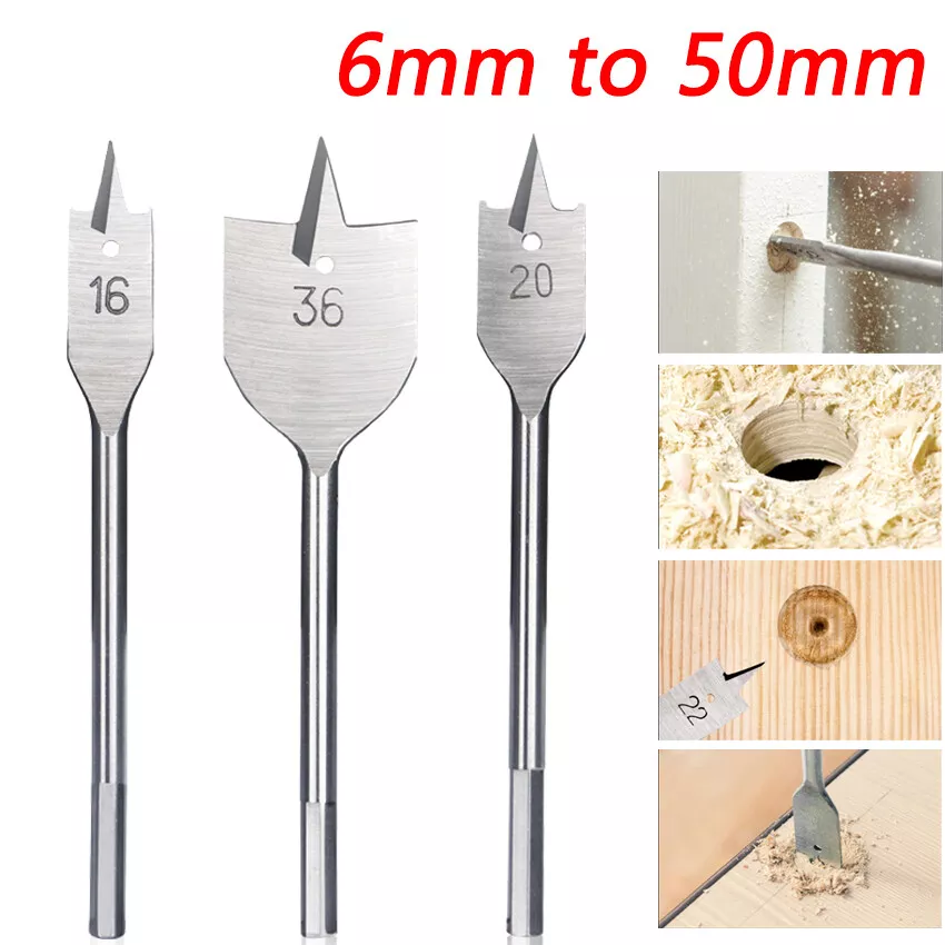 Wood Drill Flat Bits Woodworking Spade Bits Hole Saw Cutter Drill Bit 6mm -  50mm