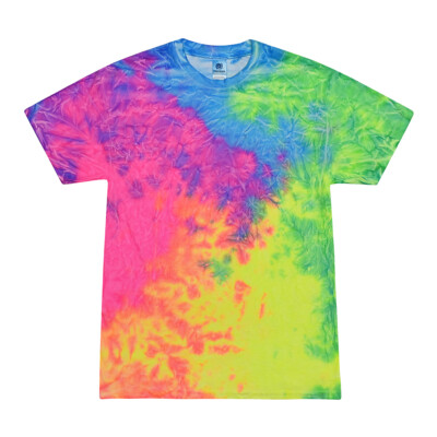 Quest Multi-Color Tie Dye T-Shirts  Kids & Adults Sizes Cotton Colortone