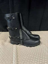 VINTAGE SWISS LEATHER GAITERS, MILITARY LEGGINGS, SPATS, MOTORCYCLE , CAMPING