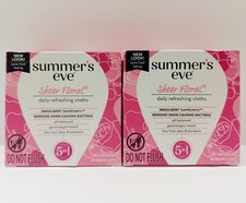  2 Summer's Eve Feminine Cleansing Cloths Sensitive Skin Sheer Floral 32 Total