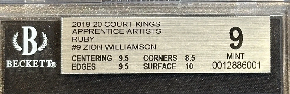 Zion Williamson 2019-20 Court Kings Apprentice Artists Ruby Rookie /149! BGS 9! - Image 3 of 4