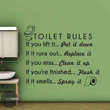 Toilet Bathroom Rules Vinyl Wall Decal Sticker