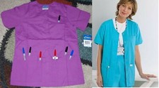 Crest Woman Snap Front 7 Pocket Scrub Top Sz M  L