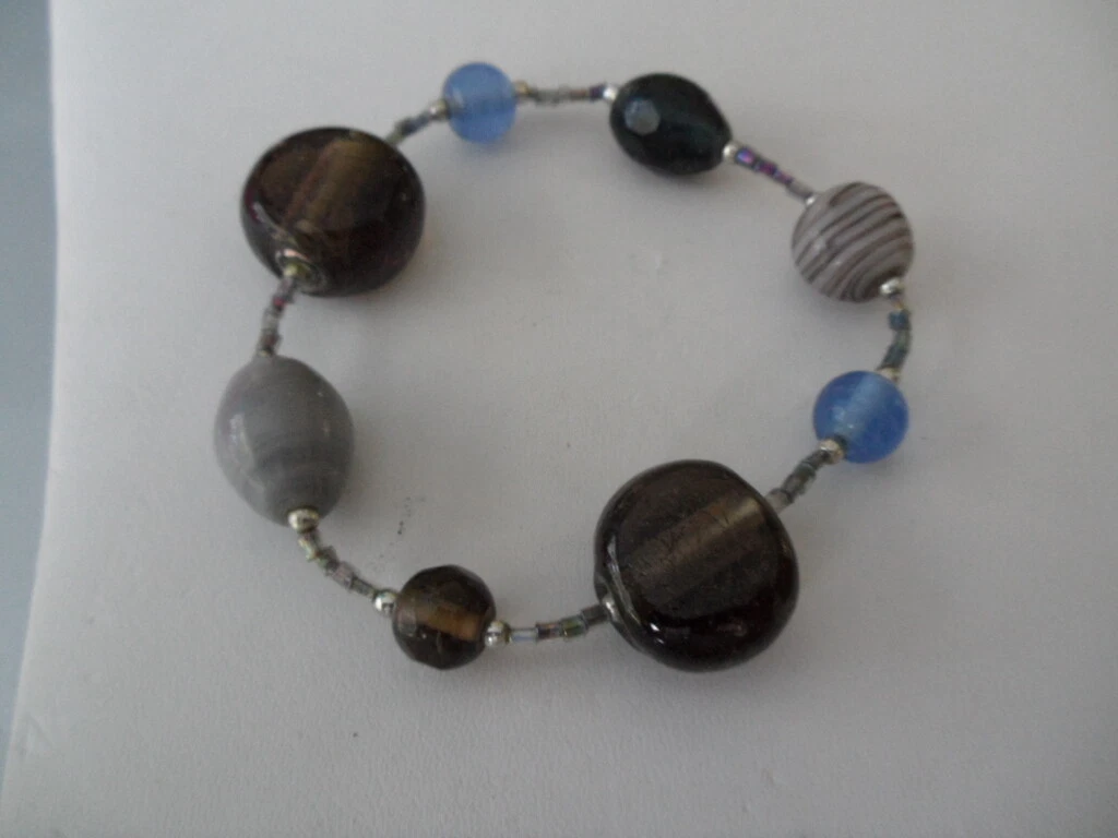 Stretch Bracelet Bangle Lakeside Genuine Quartz Blue Grey USA