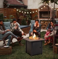 28" Propane Fire Pit Table 40,000 BTU with Lava Rocks & Cover