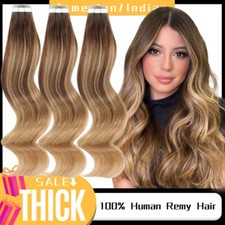 Tape In Glue THICK Full Head 100 Remy Human Hair Extensions 22inch Ombre Long
