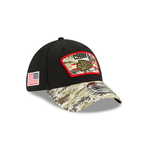 New Era Men's Black/Camo Kansas City Chiefs 2021 Salute to Service 39THIRTY Flex Hat
