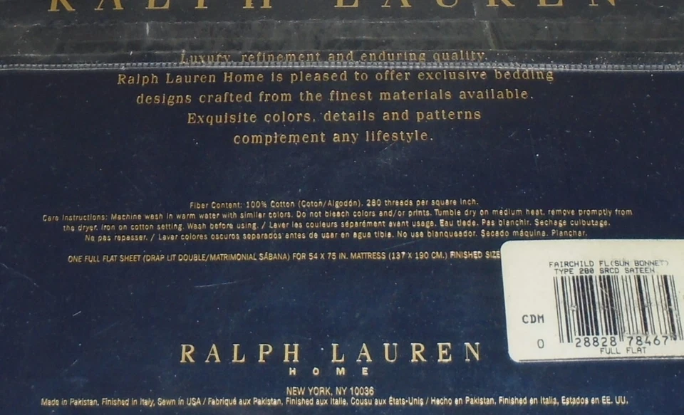 Ralph Lauren Home Fairchild Floral Sun Bonnet Sateen Full Flat Sheet NOS 280 TC - Image 3 of 4