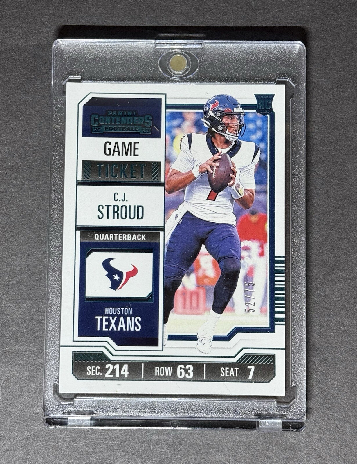 2023 Panini Contenders Teal Foil Game Ticket /75 RC CJ Stroud #40 Houston Texans