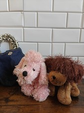 Ganz Webkinz Plush Lot Pink Poodle Brown Dog with Denim Carrying Bag