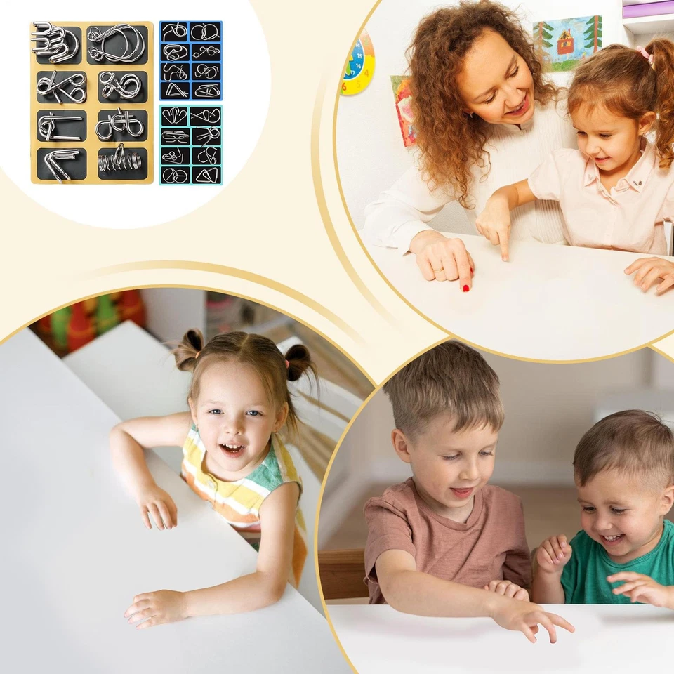 Metal Wire Puzzle Set of 24,Brain Teaser IQ Test Iron Link Unlock Interlock Game - Image 4 of 4