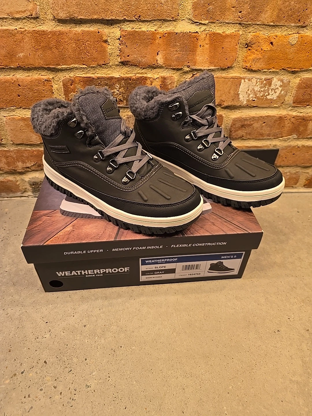 WEATHERPROOF SLOPE GREY MENS BOOTS SZ 9