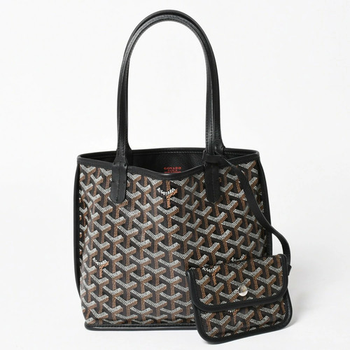 GOYARD Anjou Mini Tote Leather Black Brown White Unisex Bag #WSB8067
