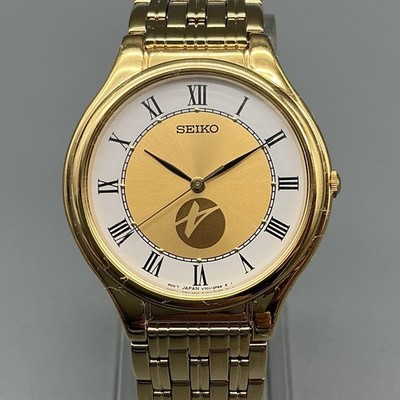 Vintage Seiko Mens Watch 31mm Gold Tone Dial V701-1Y70 New Battery