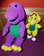 Vtg 13" Barney Friends Purple Dinosaur 10" BJ Talking Plush Playskool