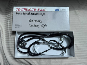 TEACHING Stethoscope DUAL HEAD Black - TWO People Can Listen at the Same Time!